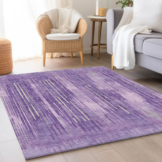 Piper Looms Mayfield Stripes AMF893 Purple Machine Washable Area Rug Lifestyle Image Feature