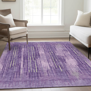 Piper Looms Mayfield Stripes AMF893 Purple Machine Washable Area Rug Lifestyle Image Feature