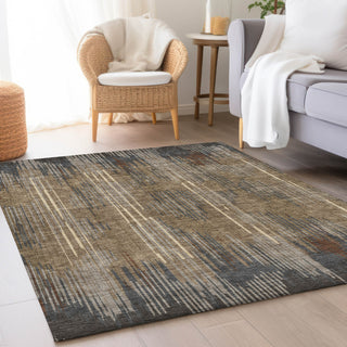 Piper Looms Mayfield Stripes AMF893 Taupe Machine Washable Area Rug Lifestyle Image Feature