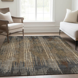 Piper Looms Mayfield Stripes AMF893 Taupe Machine Washable Area Rug Lifestyle Image Feature