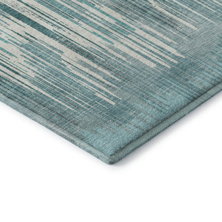 Piper Looms Mayfield Stripes AMF893 Teal Machine Washable Area Rug Corner Image