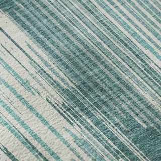 Piper Looms Mayfield Stripes AMF893 Teal Machine Washable Area Rug Swatch Image