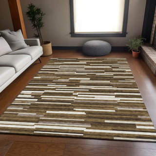 Piper Looms Mayfield Stripes AMF894 Brown Machine Washable Area Rug Lifestyle Image Feature