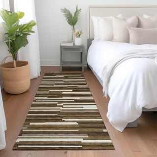 Piper Looms Mayfield Stripes AMF894 Brown Machine Washable Area Rug Runner Lifestyle Image Feature
