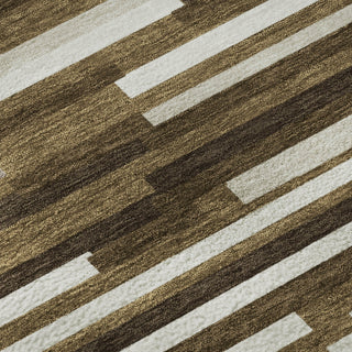 Piper Looms Mayfield Stripes AMF894 Brown Machine Washable Area Rug Swatch Image