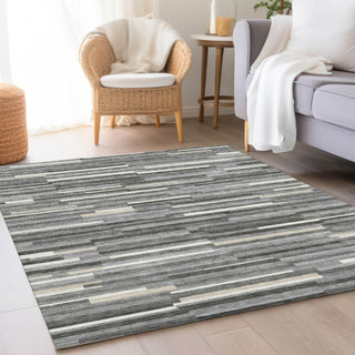 Piper Looms Mayfield Stripes AMF894 Gray Machine Washable Area Rug Lifestyle Image Feature