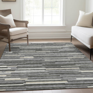 Piper Looms Mayfield Stripes AMF894 Gray Machine Washable Area Rug Lifestyle Image Feature