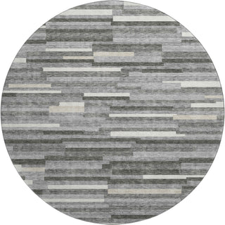 Piper Looms Mayfield Stripes AMF894 Gray Machine Washable Area Rug Round Main Image