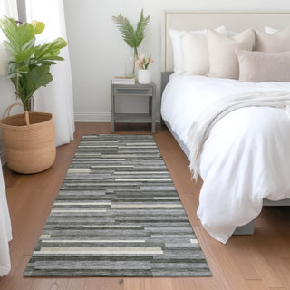 Piper Looms Mayfield Stripes AMF894 Gray Machine Washable Area Rug Runner Lifestyle Image Feature