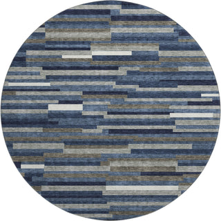 Piper Looms Mayfield Stripes AMF894 Navy Machine Washable Area Rug Round Main Image