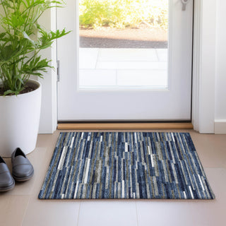 Piper Looms Mayfield Stripes AMF894 Navy Machine Washable Area Rug Scatter Lifestyle Image Feature