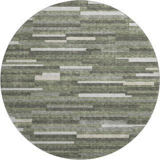 Piper Looms Mayfield Stripes AMF894 Olive Machine Washable Area Rug Round Main Image