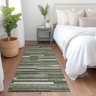 Piper Looms Mayfield Stripes AMF894 Olive Machine Washable Area Rug Runner Lifestyle Image Feature
