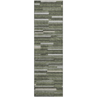Piper Looms Mayfield Stripes AMF894 Olive Machine Washable Area Rug Runner Main Image