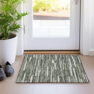 Piper Looms Mayfield Stripes AMF894 Olive Machine Washable Area Rug Scatter Lifestyle Image Feature
