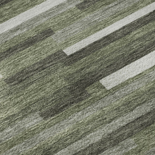 Piper Looms Mayfield Stripes AMF894 Olive Machine Washable Area Rug Swatch Image