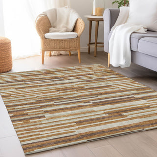 Piper Looms Mayfield Stripes AMF894 Paprika Machine Washable Area Rug Lifestyle Image Feature