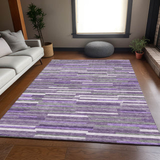 Piper Looms Mayfield Stripes AMF894 Purple Machine Washable Area Rug Lifestyle Image Feature