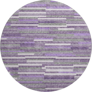 Piper Looms Mayfield Stripes AMF894 Purple Machine Washable Area Rug Round Main Image