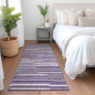 Piper Looms Mayfield Stripes AMF894 Purple Machine Washable Area Rug Runner Lifestyle Image Feature