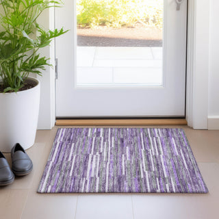 Piper Looms Mayfield Stripes AMF894 Purple Machine Washable Area Rug Scatter Lifestyle Image Feature