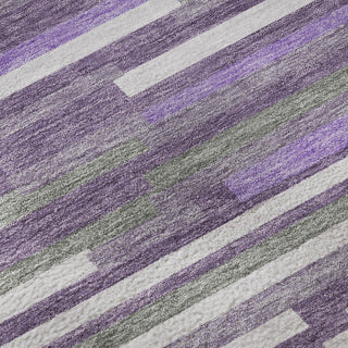 Piper Looms Mayfield Stripes AMF894 Purple Machine Washable Area Rug Swatch Image