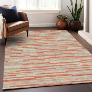 Piper Looms Mayfield Stripes AMF894 Salmon Machine Washable Area Rug Lifestyle Image Feature