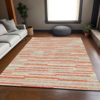 Piper Looms Mayfield Stripes AMF894 Salmon Machine Washable Area Rug Lifestyle Image Feature