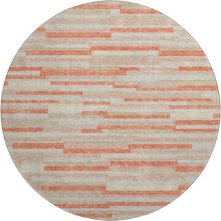 Piper Looms Mayfield Stripes AMF894 Salmon Machine Washable Area Rug Round Main Image