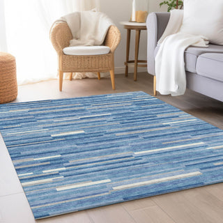 Piper Looms Mayfield Stripes AMF894 Sky Machine Washable Area Rug Lifestyle Image Feature