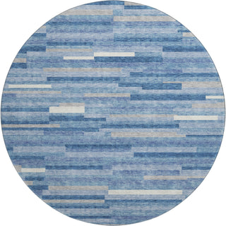 Piper Looms Mayfield Stripes AMF894 Sky Machine Washable Area Rug Round Main Image