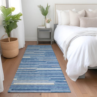 Piper Looms Mayfield Stripes AMF894 Sky Machine Washable Area Rug Runner Lifestyle Image Feature