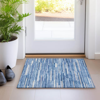 Piper Looms Mayfield Stripes AMF894 Sky Machine Washable Area Rug Scatter Lifestyle Image Feature