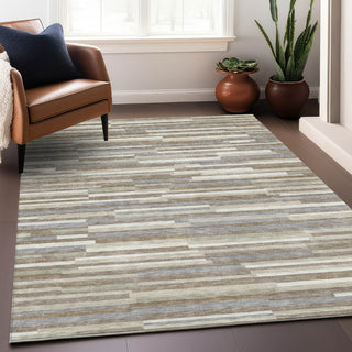 Piper Looms Mayfield Stripes AMF894 Taupe Machine Washable Area Rug Lifestyle Image Feature