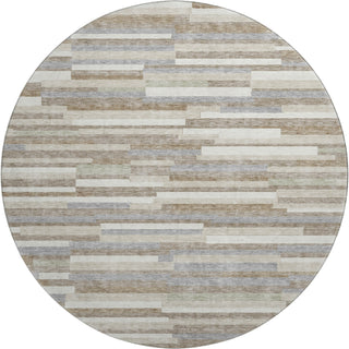 Piper Looms Mayfield Stripes AMF894 Taupe Machine Washable Area Rug Round Main Image