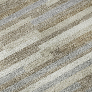 Piper Looms Mayfield Stripes AMF894 Taupe Machine Washable Area Rug Swatch Image
