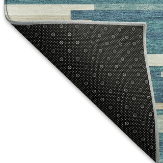Piper Looms Mayfield Stripes AMF894 Teal Machine Washable Area Rug Backing Image