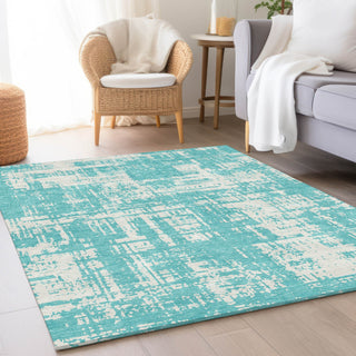 Piper Looms Mayfield Modern AMF895 Aqua Machine Washable Area Rug Lifestyle Image Feature