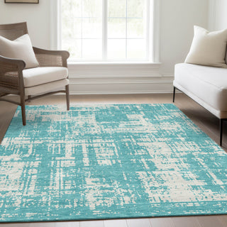 Piper Looms Mayfield Modern AMF895 Aqua Machine Washable Area Rug Lifestyle Image Feature