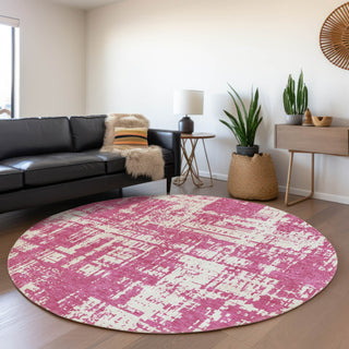 Piper Looms Mayfield Modern AMF895 Blush Machine Washable Area Rug Round Lifestyle Image Feature