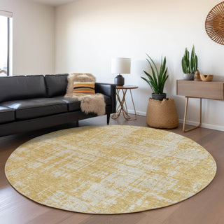 Piper Looms Mayfield Modern AMF895 Gold Machine Washable Area Rug Round Lifestyle Image Feature