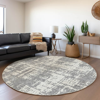 Piper Looms Mayfield Modern AMF895 Gray Machine Washable Area Rug Round Lifestyle Image Feature