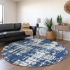 Piper Looms Mayfield Modern AMF895 Navy Machine Washable Area Rug Round Lifestyle Image Feature