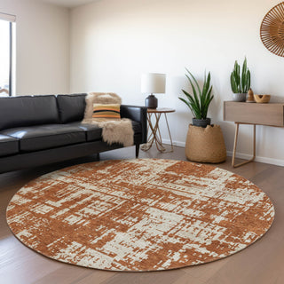 Piper Looms Mayfield Modern AMF895 Paprika Machine Washable Area Rug Round Lifestyle Image Feature
