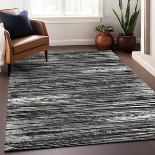 Piper Looms Mayfield Stripes AMF896 Black Machine Washable Area Rug Lifestyle Image Feature