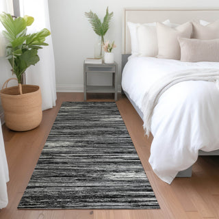 Piper Looms Mayfield Stripes AMF896 Black Machine Washable Area Rug Runner Lifestyle Image Feature