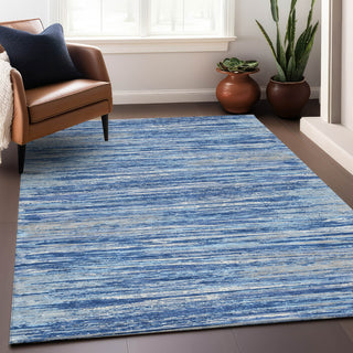 Piper Looms Mayfield Stripes AMF896 Blue Machine Washable Area Rug Lifestyle Image Feature