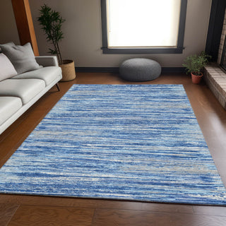 Piper Looms Mayfield Stripes AMF896 Blue Machine Washable Area Rug Lifestyle Image Feature