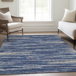 Piper Looms Mayfield Stripes AMF896 Navy Machine Washable Area Rug Lifestyle Image Feature