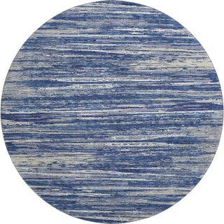 Piper Looms Mayfield Stripes AMF896 Navy Machine Washable Area Rug Round Main Image